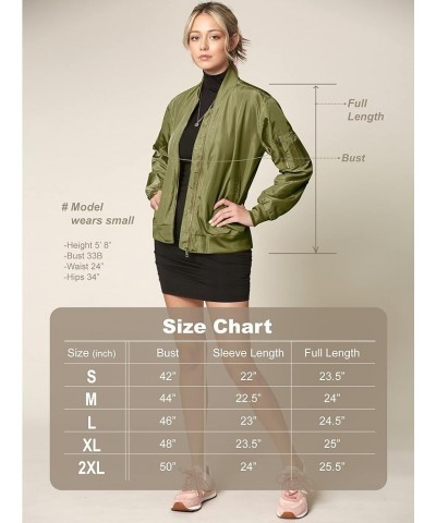 Women's Classic Lightweight Jacket Multi Pocket Windbreaker Bomber Jacket Wjc2157_olive $15.28 Jackets