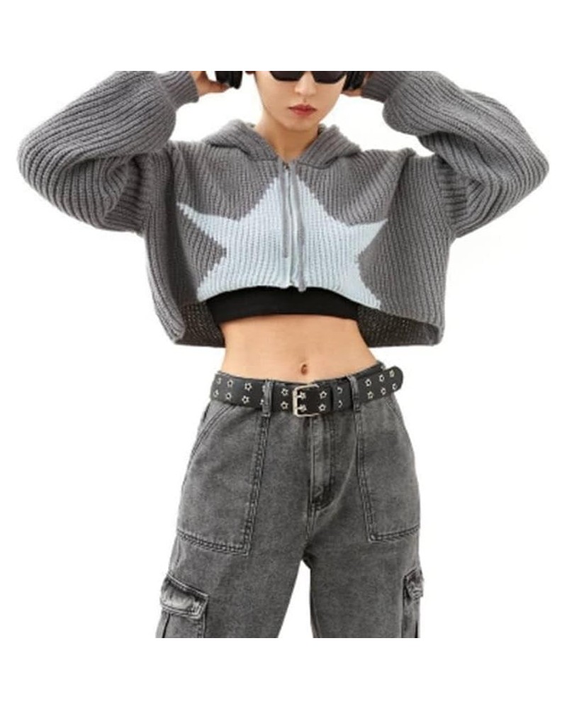 Women Y2k Sweater Knit Hoodie Zip Up Cardigan Crop Tops Fairy Grunge Jackets Vintage Harajuku Pullover Knitted Shirts B-star ...