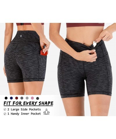 Biker Shorts Women Tummy Control Yoga Shorts with 3 Pockets High Waisted Compression Shorts Gym Workout Running 5 inches Char...