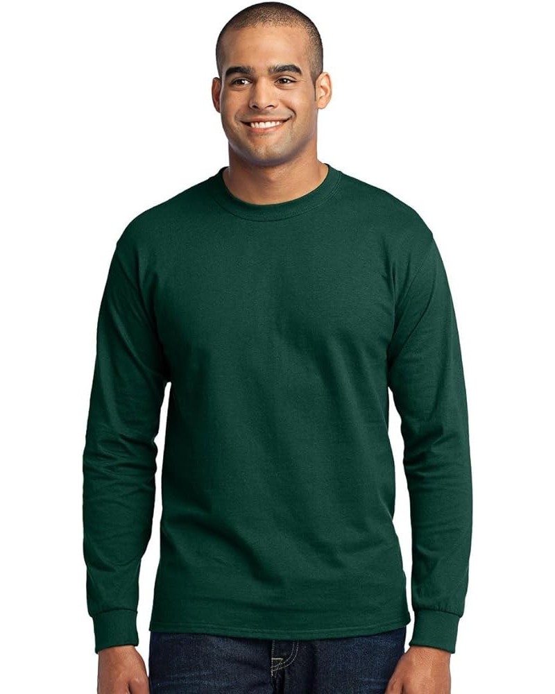 Port & Company Men's Long Sleeve 50/50 Cotton/Poly T Shirt Dark Green $9.22 T-Shirts