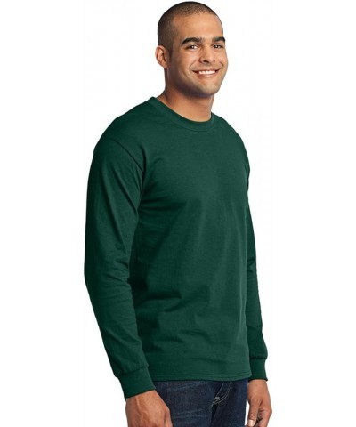 Port & Company Men's Long Sleeve 50/50 Cotton/Poly T Shirt Dark Green $9.22 T-Shirts