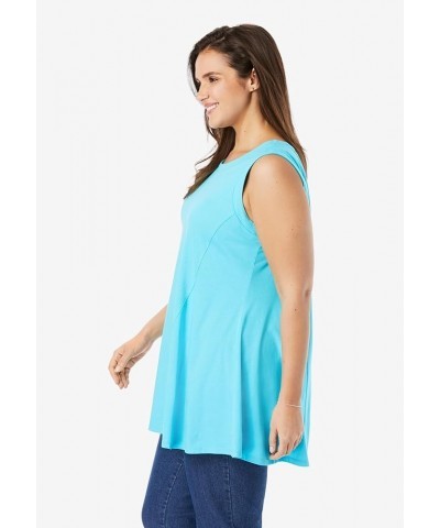 Women's Plus Size Sleeveless Fit-and-Flare Tunic Top White $20.22 Tops