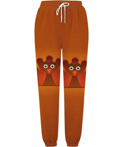 Leisure Sweatpants for Women Thanksgiving Turkey Print Graphic Sweatpants Drawstring Elastic Waist Regular Trousers 9-orange ...