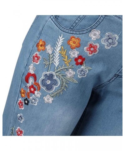 Bell Bottom Jeans for Women, Women's Floral Embroidered High Rise Bell Bottom Flare Jeans Denim Pants (C3, XXXL) 4X-Large B2 ...