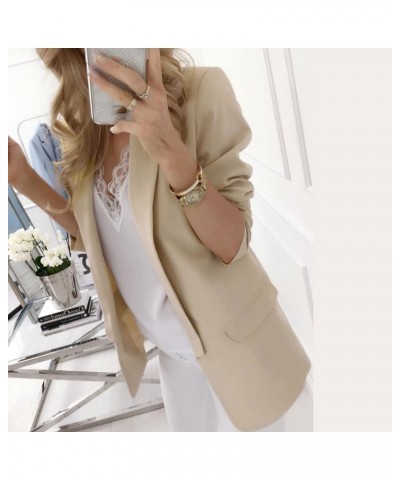 Womens Blazer,Work Professional Fashion Open Front Blazer Cardigan Plus Size Casual Office Jackets Businesss Suits ✾mi05-khak...