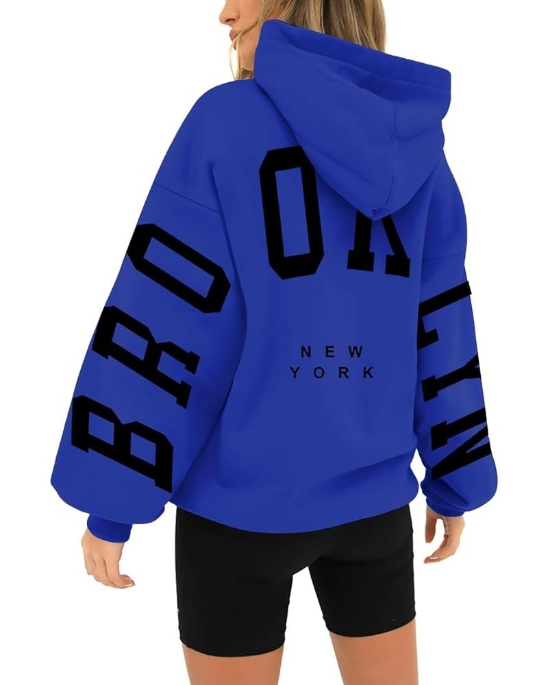 Hoodies with Designs Women's Long Sleeved Zipperless Printed Hoodie With Back Sweatshirts for Women A3-blue $7.21 Shirts