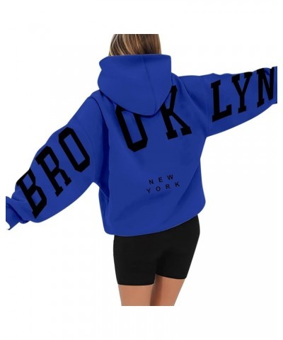 Hoodies with Designs Women's Long Sleeved Zipperless Printed Hoodie With Back Sweatshirts for Women A3-blue $7.21 Shirts