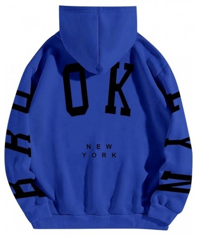 Hoodies with Designs Women's Long Sleeved Zipperless Printed Hoodie With Back Sweatshirts for Women A3-blue $7.21 Shirts