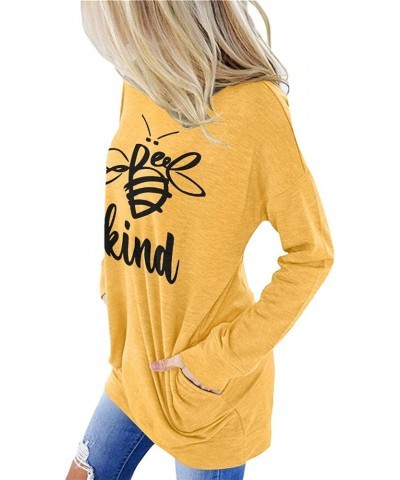 Women's Casual Loose Fit Pocket Shirts Printed Tops 00 Yellow $16.82 Tops