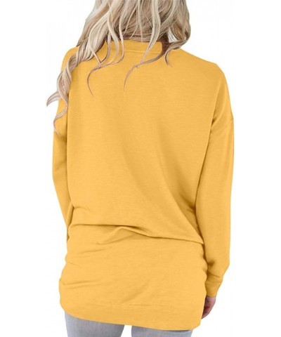 Women's Casual Loose Fit Pocket Shirts Printed Tops 00 Yellow $16.82 Tops