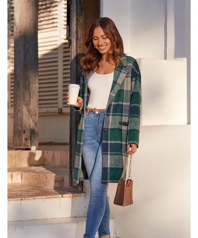 Women 2023 Plaid Jacket Mid Length Trench Coat Fall Wool Pea Coat with Pockets Ydl6 $25.49 Coats