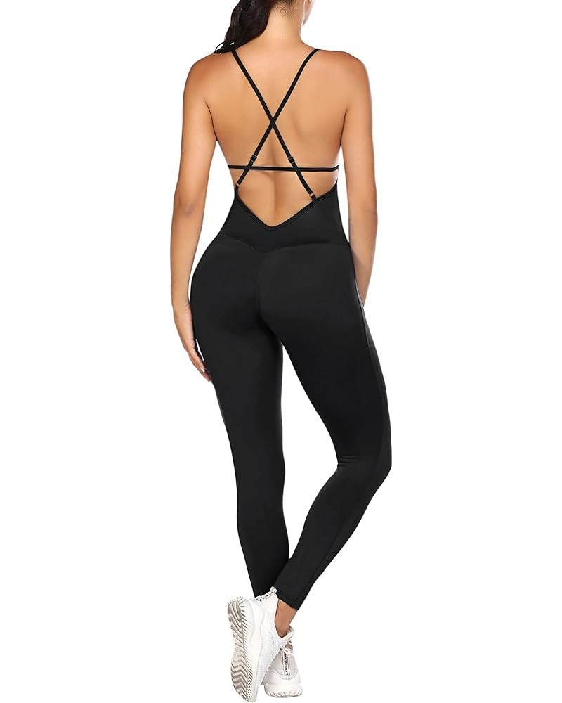 Women's Yoga Jumpsuit Backless Sports Romper Playsuit Sleeveless Gym Bodysuit 1-black $15.89 Jumpsuits