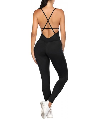 Women's Yoga Jumpsuit Backless Sports Romper Playsuit Sleeveless Gym Bodysuit 1-black $15.89 Jumpsuits