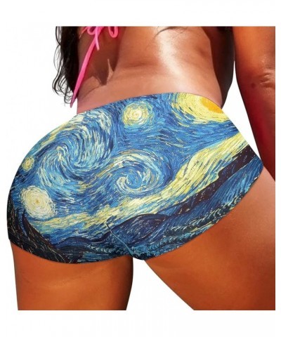 Butt Lifting Hot Pants Booty Shorts for Women Girls Van Gogh Starry Night $9.17 Activewear