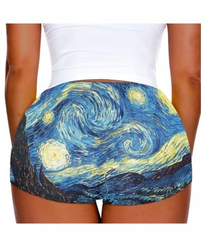 Butt Lifting Hot Pants Booty Shorts for Women Girls Van Gogh Starry Night $9.17 Activewear