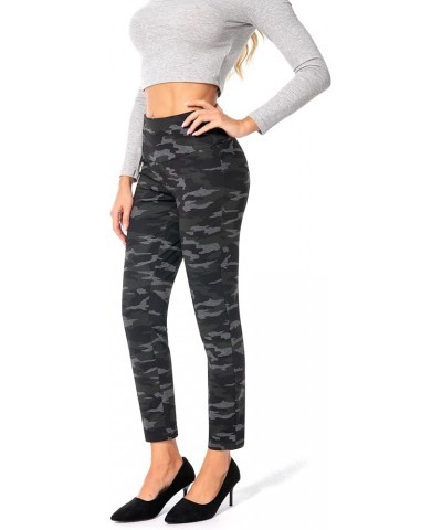 Women's Business Causal Slim Ponte Pull On Ankle Pants Olive Grey Black Camouflage $15.17 Pants