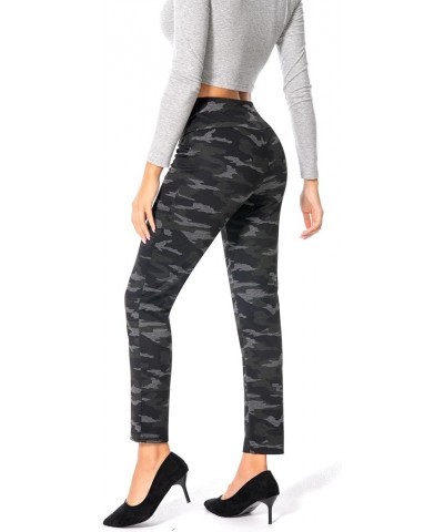 Women's Business Causal Slim Ponte Pull On Ankle Pants Olive Grey Black Camouflage $15.17 Pants