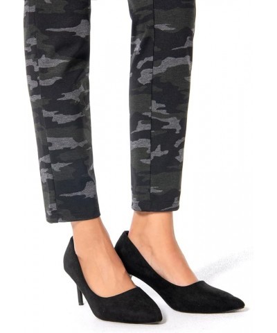 Women's Business Causal Slim Ponte Pull On Ankle Pants Olive Grey Black Camouflage $15.17 Pants