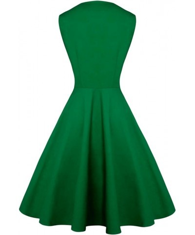 Women's Polka Dot Retro Vintage Style Cocktail Party Swing Dress Green/Plaid $26.31 Dresses