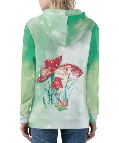 Novelty Print Hoodie with Pocket for Women Long Sleeve Fall Oversized Sweatshirts Casual Hooded Jacket Mushroom Snail Green $...