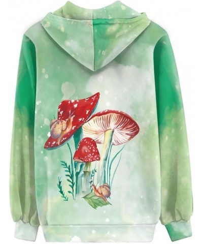 Novelty Print Hoodie with Pocket for Women Long Sleeve Fall Oversized Sweatshirts Casual Hooded Jacket Mushroom Snail Green $...