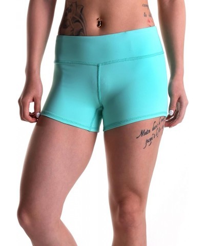 Women's 3" Athletic Workout Volleyball Running WOD Compression Shorts Seafoam Green $10.19 Activewear