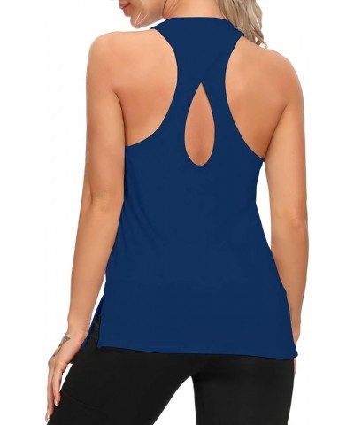 Women Racerback Tank Tops Yoga Workout Clothes Keyhole Muscle Shirt Gym Sports Tanks Blue $9.51 Activewear