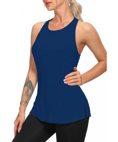 Women Racerback Tank Tops Yoga Workout Clothes Keyhole Muscle Shirt Gym Sports Tanks Blue $9.51 Activewear