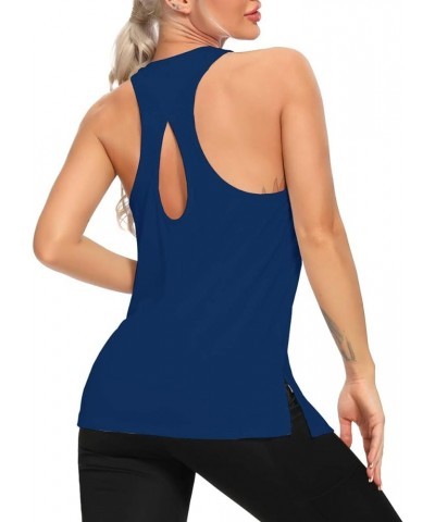 Women Racerback Tank Tops Yoga Workout Clothes Keyhole Muscle Shirt Gym Sports Tanks Blue $9.51 Activewear