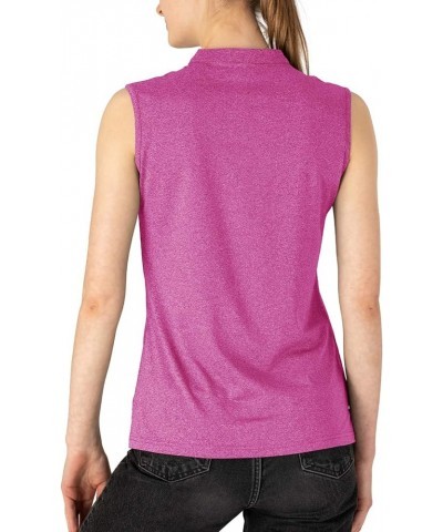 Women's Sleeveless Golf Polo Shirts V-Neck Collarless Tennis Athletic T-Shirts Quick Dry Dark Rose $16.81 Shirts