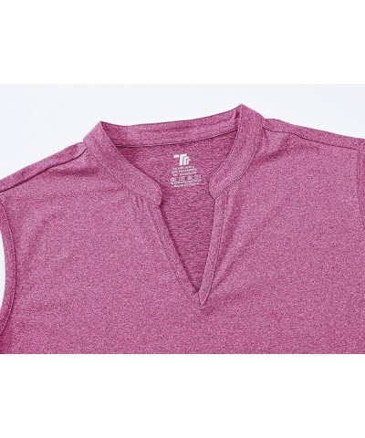 Women's Sleeveless Golf Polo Shirts V-Neck Collarless Tennis Athletic T-Shirts Quick Dry Dark Rose $16.81 Shirts