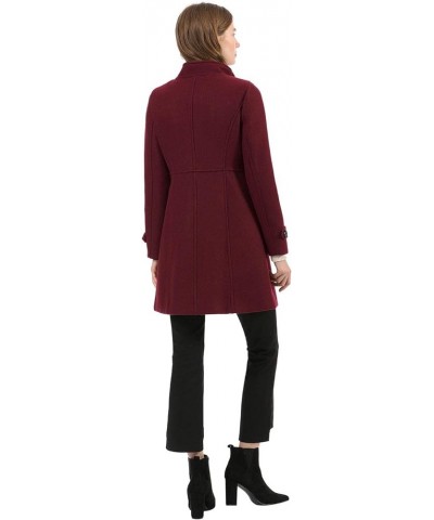 Women's Stand Collar Double Breasted Slant Pockets Trendy Outwear Winter Coat Burgundy $37.35 Coats