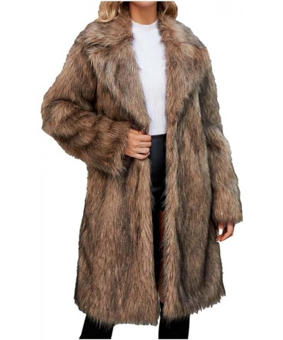 Womens Fluffy Faux fur Jacket Winter Shaggy Warm Coat Oversize Fuzzy Long Outerwear Casual Solid Color Overcoat Coffee $18.00...