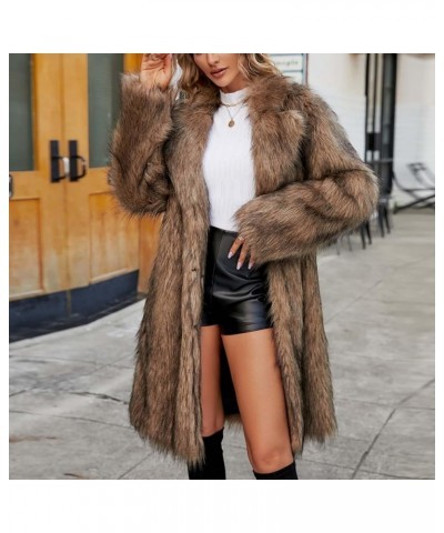 Womens Fluffy Faux fur Jacket Winter Shaggy Warm Coat Oversize Fuzzy Long Outerwear Casual Solid Color Overcoat Coffee $18.00...