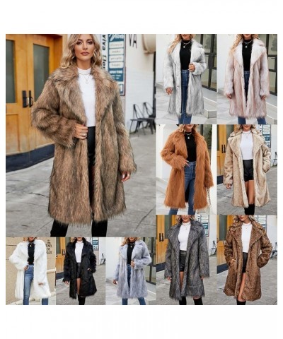 Womens Fluffy Faux fur Jacket Winter Shaggy Warm Coat Oversize Fuzzy Long Outerwear Casual Solid Color Overcoat Coffee $18.00...