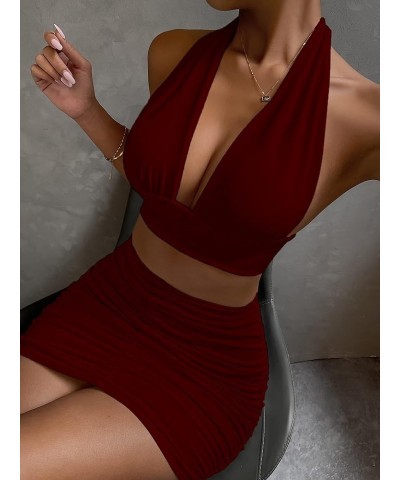 Women’s Sexy Club Night Dress Party Ruched Dresses 22069 Red $18.54 Dresses