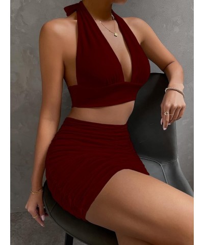 Women’s Sexy Club Night Dress Party Ruched Dresses 22069 Red $18.54 Dresses