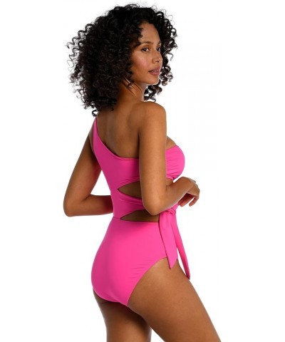 Women's Standard Island Goddess Cutout Shoulder One Piece Swimsuit Pop Pink $27.07 Swimsuits