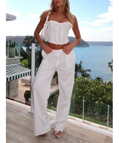 Women Y2k Stripes Lounge Pants Elastic Waist Straight Leg Trousers Casual Loose Fit Bottoms Going Out Pants H-white Eleven $8...