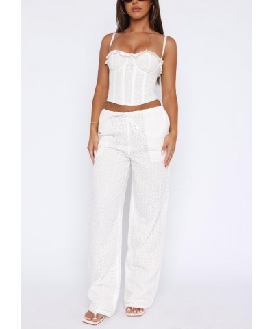 Women Y2k Stripes Lounge Pants Elastic Waist Straight Leg Trousers Casual Loose Fit Bottoms Going Out Pants H-white Eleven $8...