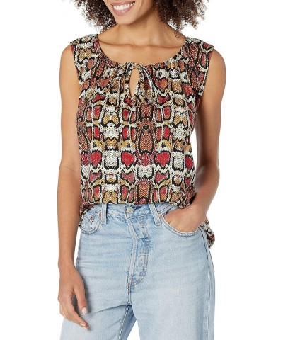 Women's Sleeveless Peasant Top with Tie Neck Snkrut $10.00 Blouses