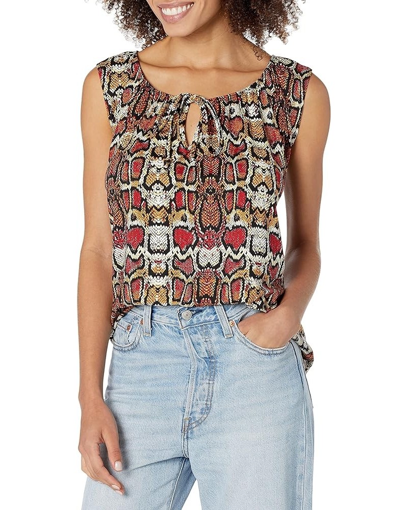 Women's Sleeveless Peasant Top with Tie Neck Snkrut $10.00 Blouses