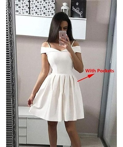 Cold Shoulder Short Homecoming Dresses for Teens 2023 Spaghetti Strap Prom Dress with Pockets YMS198 Orange $29.28 Dresses