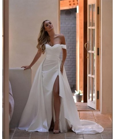 Off The Shoulder Prom Dresses Mermaid Ruched Split Ball Gowns for Women Formal Dress Long Satin Sage $32.25 Dresses