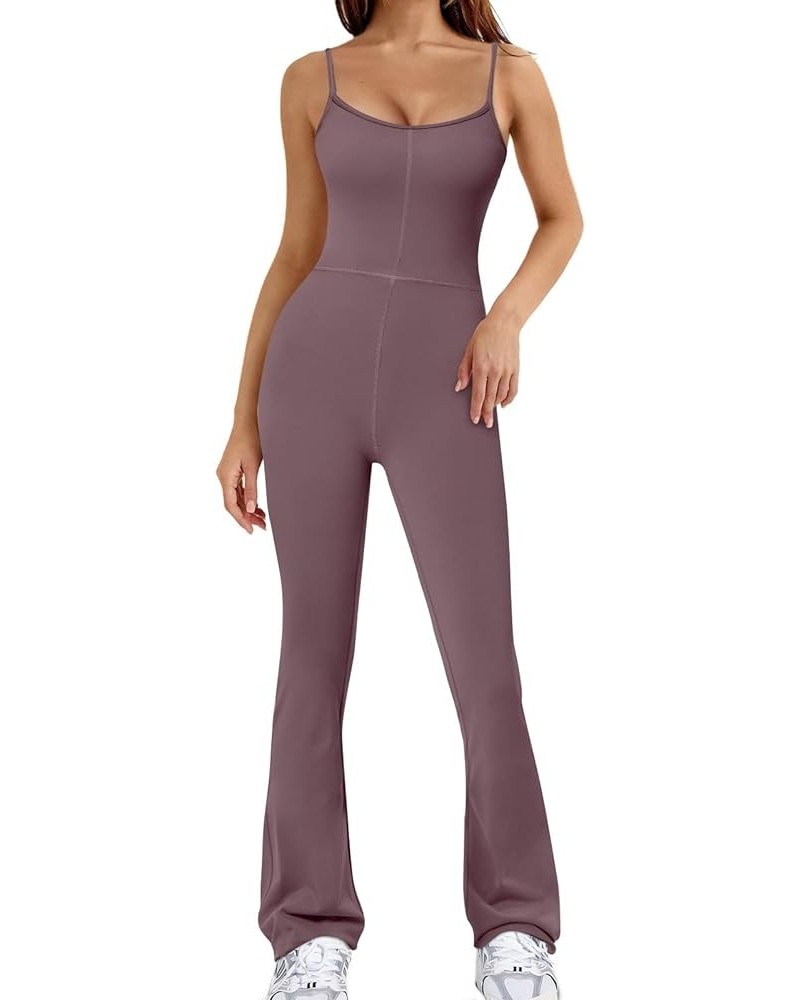 Womens Flare Jumpsuits Sexy One Piece Bodycon Spaghetti Straps Rompers Unitard Bodysuit Summer Outfits 2024 Nutmeg $13.05 Jum...