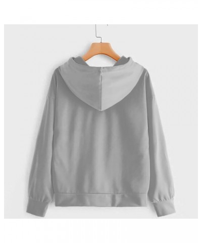 Women's Heart Print Hoodies Drawstring Long Sleeve Pullovers Tops Sweatshirts Fashion Loose Fit Comfy Fall Shirts A04_gray $3...