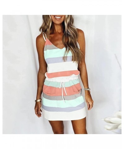 Women's Casual Cocktail Dresses Summer Contrasting Colors Mini Dress Sun Beach with Pockets Casual Dresses White $8.77 Dresses