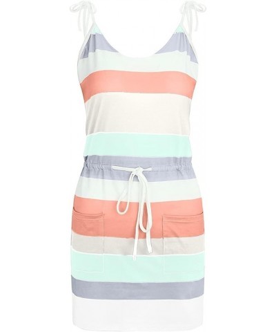 Women's Casual Cocktail Dresses Summer Contrasting Colors Mini Dress Sun Beach with Pockets Casual Dresses White $8.77 Dresses