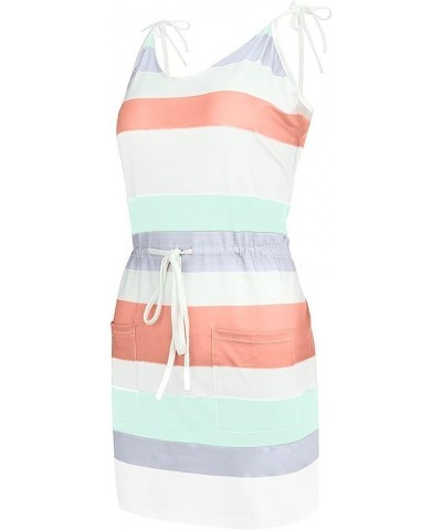 Women's Casual Cocktail Dresses Summer Contrasting Colors Mini Dress Sun Beach with Pockets Casual Dresses White $8.77 Dresses