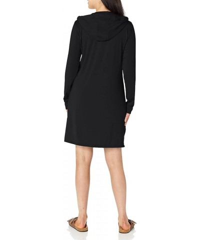 Women's Long Sleeve Cotton Swim Cover Up UPF 50+ SPF Dress Hooded with Pockets Sun Protection Beach Coverup Black $18.72 Swim...